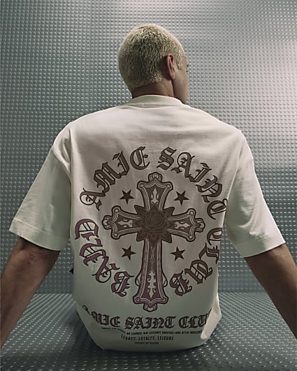 Cream Cotton Ame Saint Cross T-Shirt
