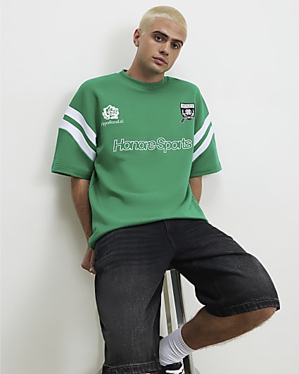 Green Oversized Fit Cotton Sports T-Shirt
