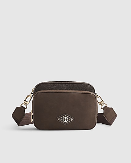 Brown Faux Suede Camera Bag
