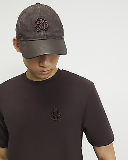 Burgundy Slim Fit Cotton Embroidered T-Shirt