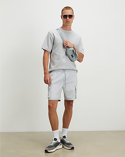 Grey Skinny Fit Cargo Shorts