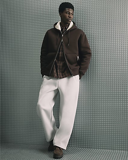 Brown Premium Cotton Borg Lined Hoodie