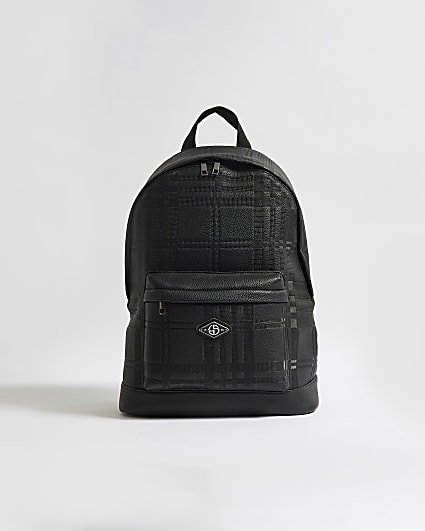 Black Check Embossed Backpack