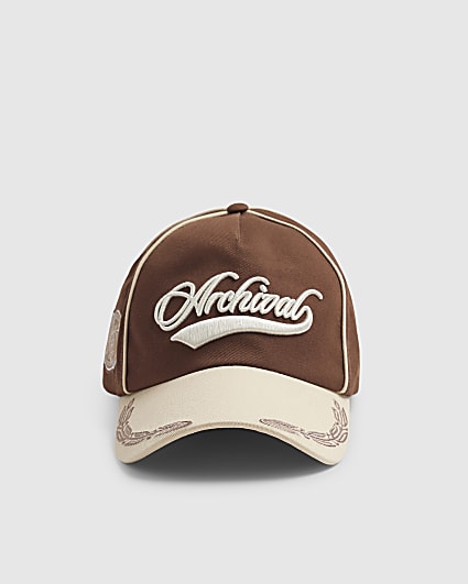 Beige Cotton Archival Collegic Cap
