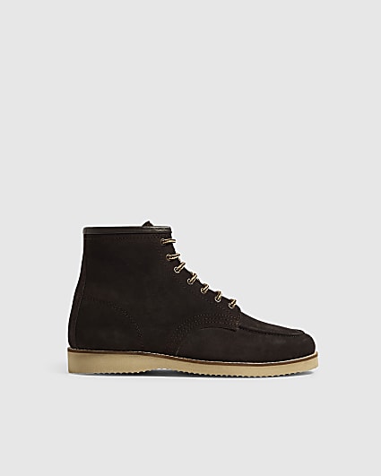 Brown Faux Suede Wedge Boots