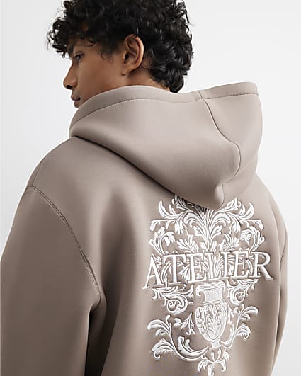 Beige Premium Cotton Baroque Hoodie