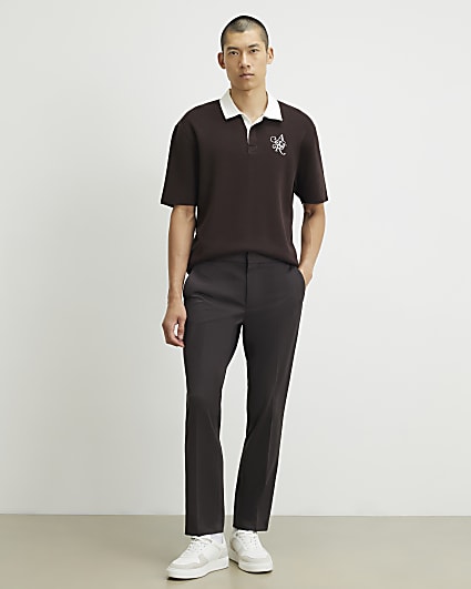Brown Slim Fit Fine Texture Trousers
