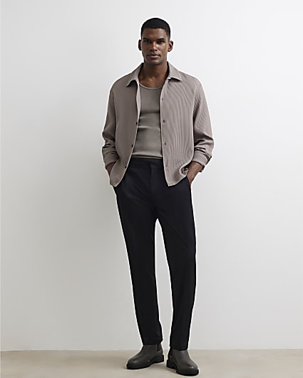 Black Slim Fit Fine Textured Trousers