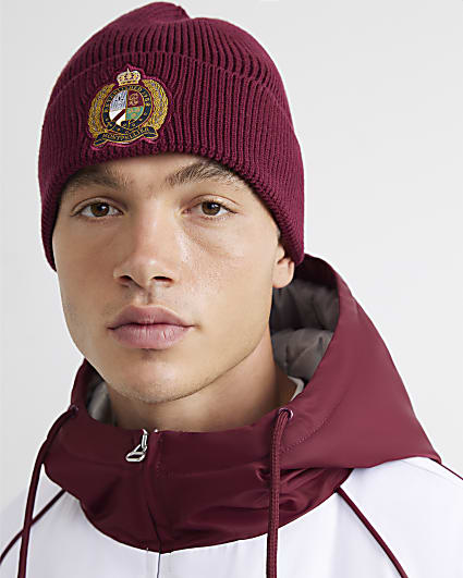 Red Montpellier Badged Crest Beanie Hat