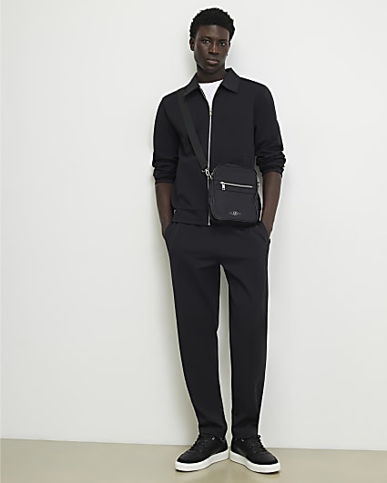 Navy Slim Fit Cotton Pintuck Joggers