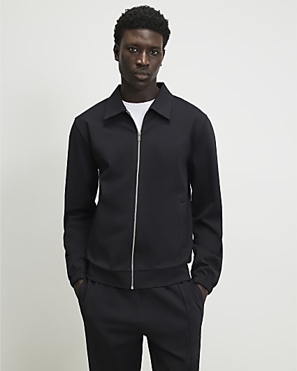 Navy Slim Fit Cotton Long Sleeve Shacket