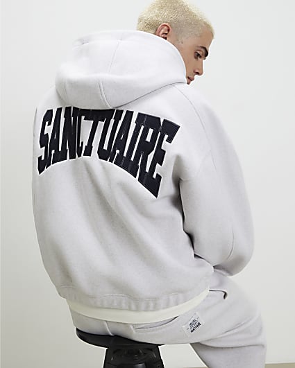 Grey Oversized Fit Sanctuaire Hoodie