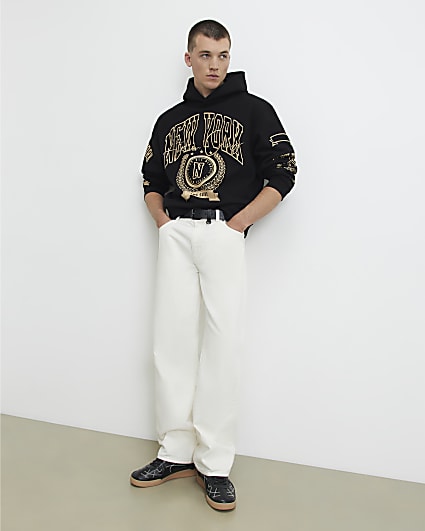 Black Oversized Fit New York Hoodie