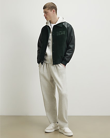 Grey Slim Fit Quilted Fixed Waist Joggers