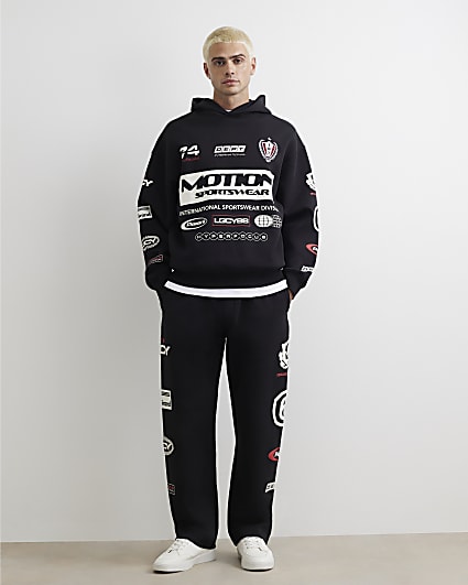 Black Cotton Motion Sportswear Joggers