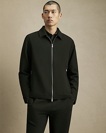 Green Regular Fit Textured Tracksuit Jacket