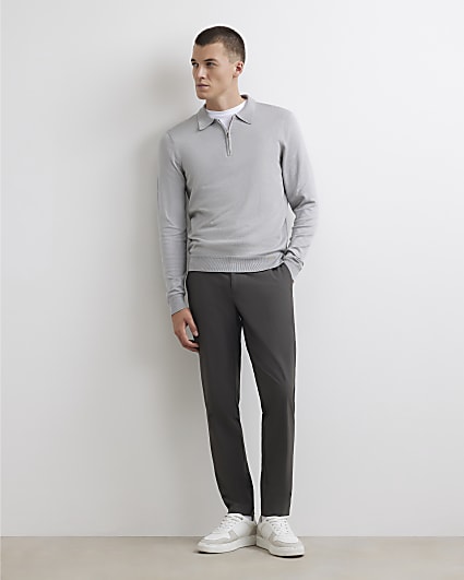 Grey Skinny Fit Comfort Suit Trousers