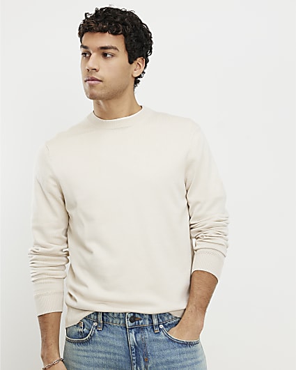 Cream Slim Fit Sweatshirt