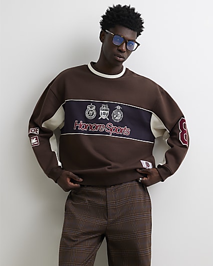 Brown Cotton Honore Sports Sweathshirt