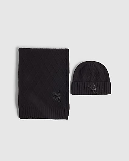Black Diamond Knit Scarf And Hat Gift Set