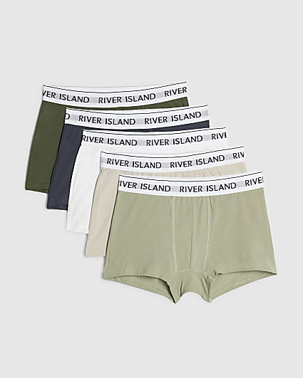 Khaki Multicolour Tipped Pack Of 5 Trunks