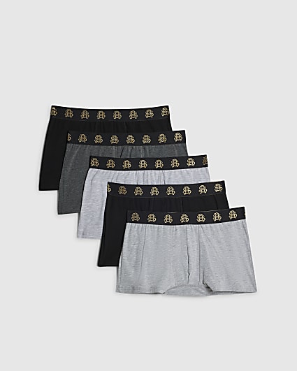 Black Baroque Waistband Pack Of 5 Trunks