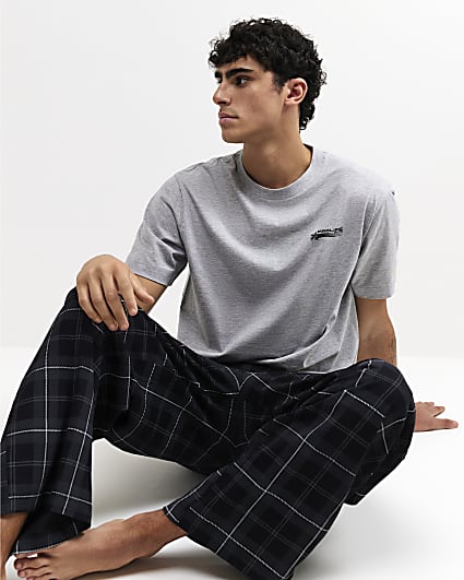 Grey Check Trousers Loungewear Set