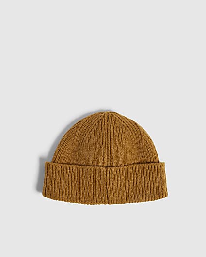 Yellow Cable Knit Beanie Hat