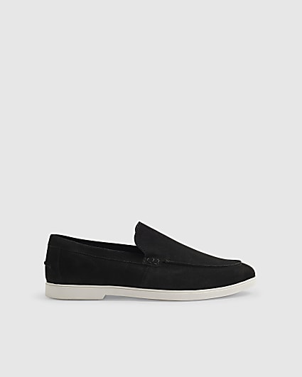 Black Suede Deconstructed Loafers