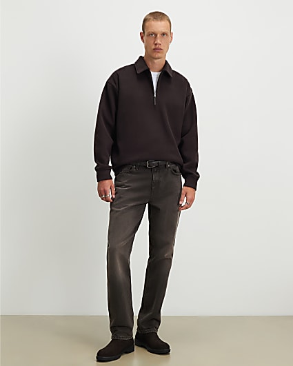 Brown Straight Leg Jeans