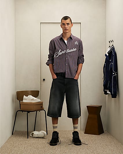 Red Boxy Fit Sanctuaire Check Shirt
