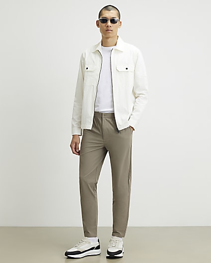 Beige Skinny Fit Trousers