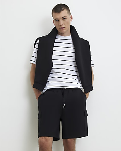 Black Premium Regular Fit Cargo Shorts