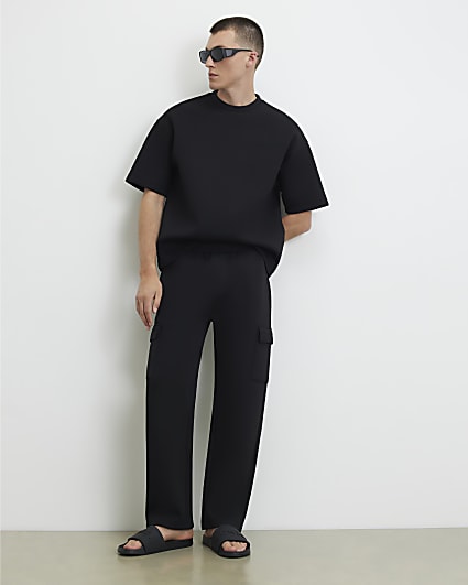 Black Premium Regular Fit Cargo Joggers