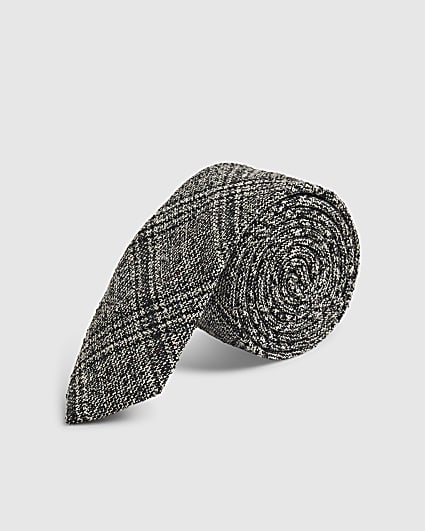 Black Monochrome Check Tie