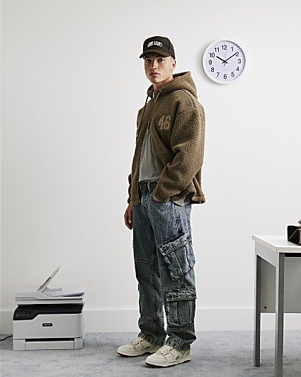 Blue Loose Fit Cargo Leg Jeans