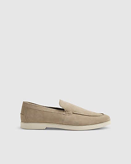 Beige Suede Deconstructed Loafers