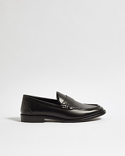 Black Faux Leather Loafers