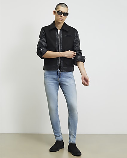 Blue Skinny Fit Washed Spray On Jeans