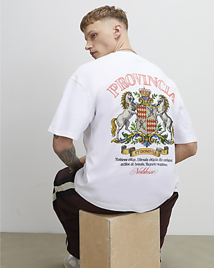 White Oversized Fit Provincia Crest T-Shirt