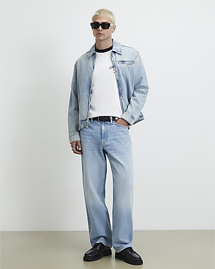 Blue Loose Fit Washed Jeans