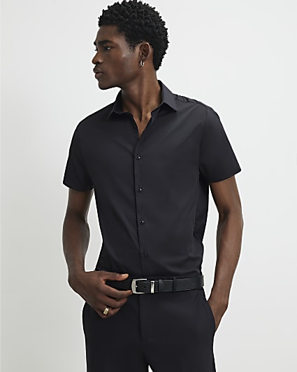 Black Muscle Fit Short Sleeve Shirt