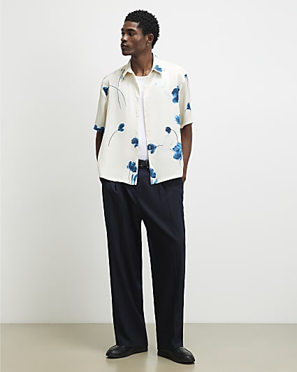 Beige Satin Floral Shirt