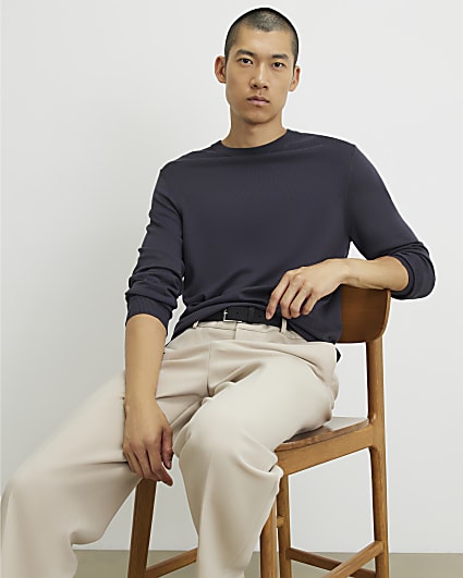 Blue Slim Fit Jumper