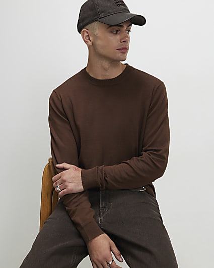 Brown Slim Fit Jumper