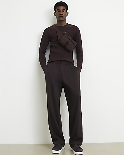 Burgundy Muscle Fit Long Sleeve Jumper