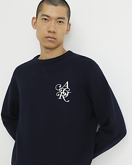Navy Cotton Embroidered AR Sweatshirt