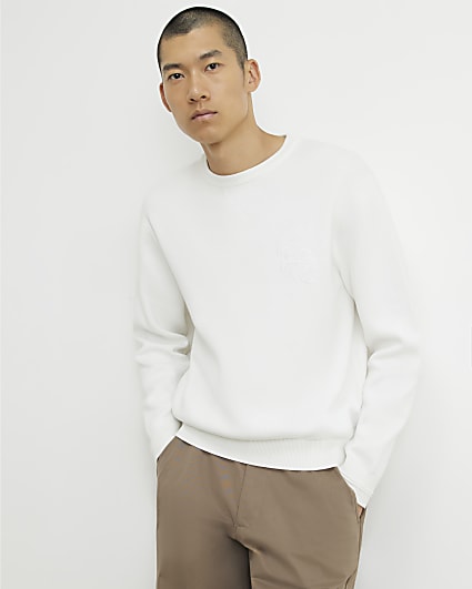 Cream Cotton Embroidered AR Sweatshirt