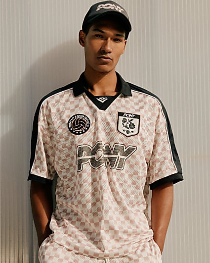 Pink Oversized Check Football Top