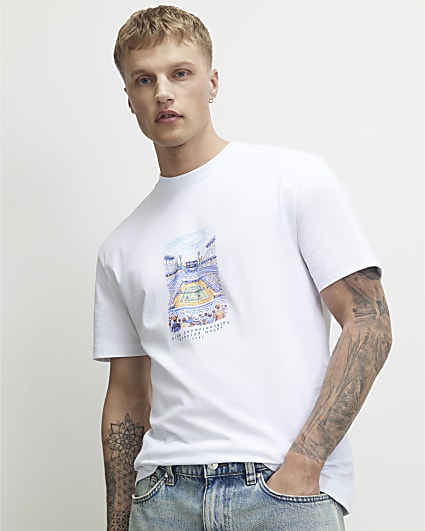 White Oversized Fit Tennis Court T-Shirt